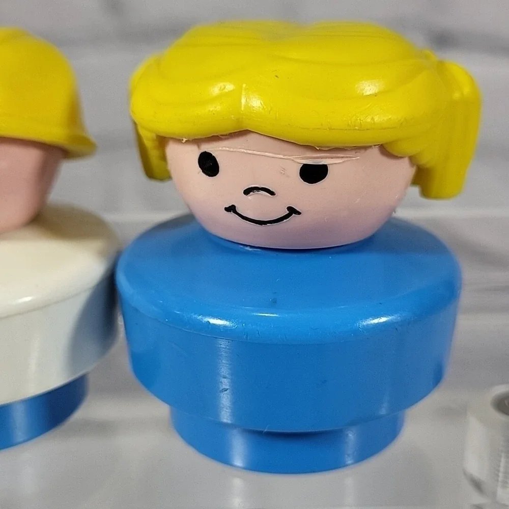 Vintage Fisher-Price Little People Chunky‎ Figures With Cars Lot of 5Pcs